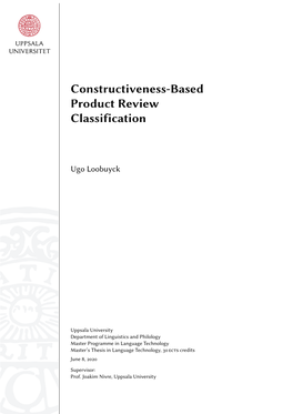 Constructiveness-Based Product Review Classification