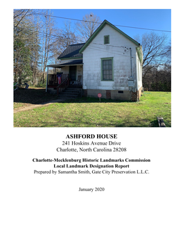 Designation Report Prepared by Samantha Smith, Gate City Preservation L.L.C