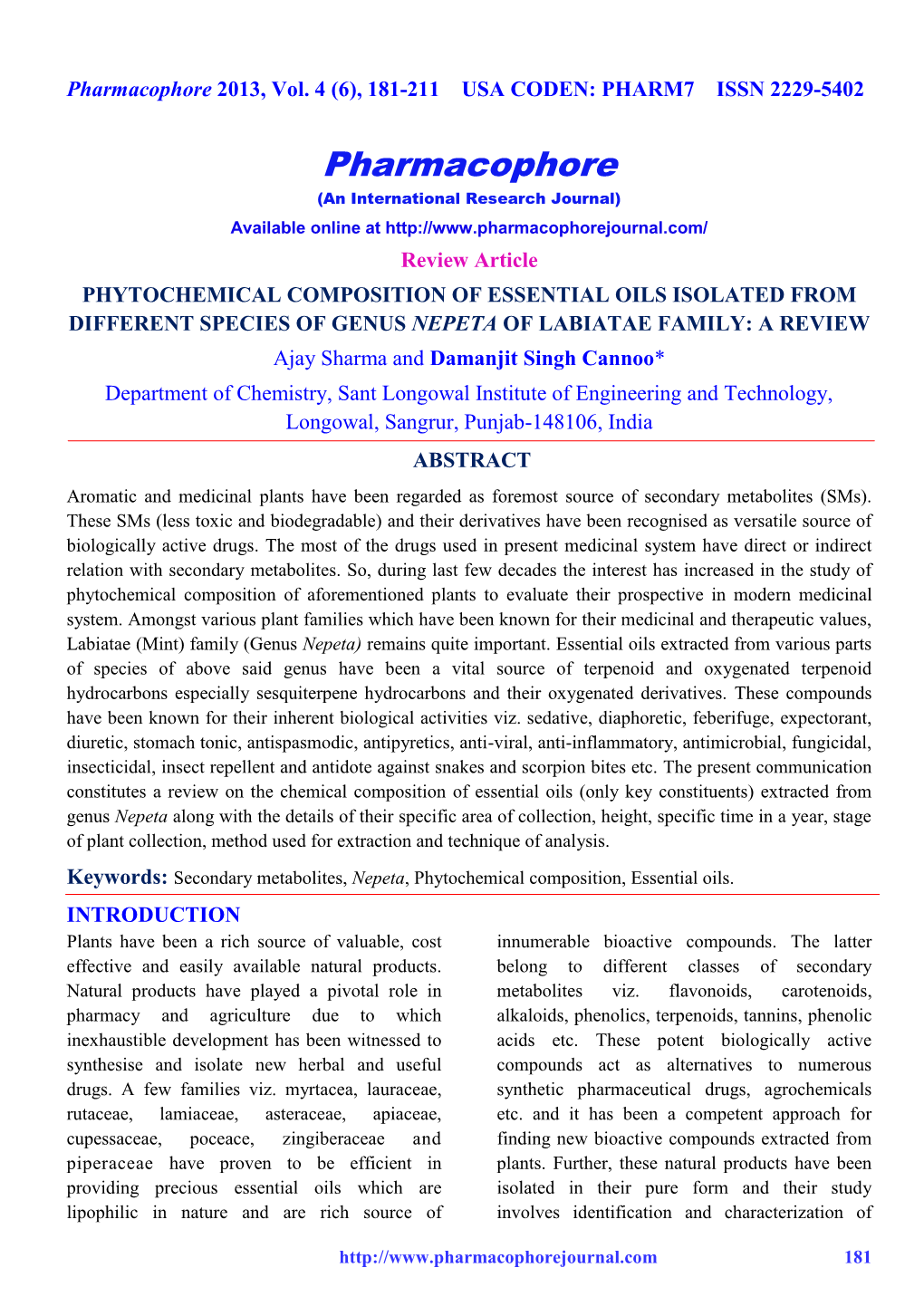 Phytochemical Composition of Essential Oils Isolated