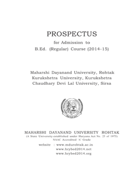 B.Ed Prospectus 2014
