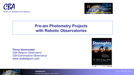 Pro-Am Photometry Projects with Robotic Observatories