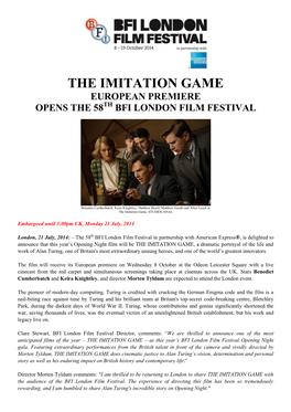 The Imitation Game European Premiere Opens the 58Th Bfi London Film Festival