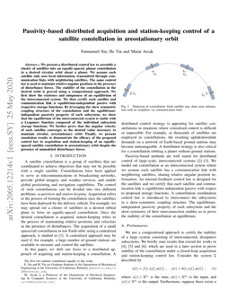 Passivity-Based Distributed Acquisition and Station-Keeping Control of a Satellite Constellation in Areostationary Orbit