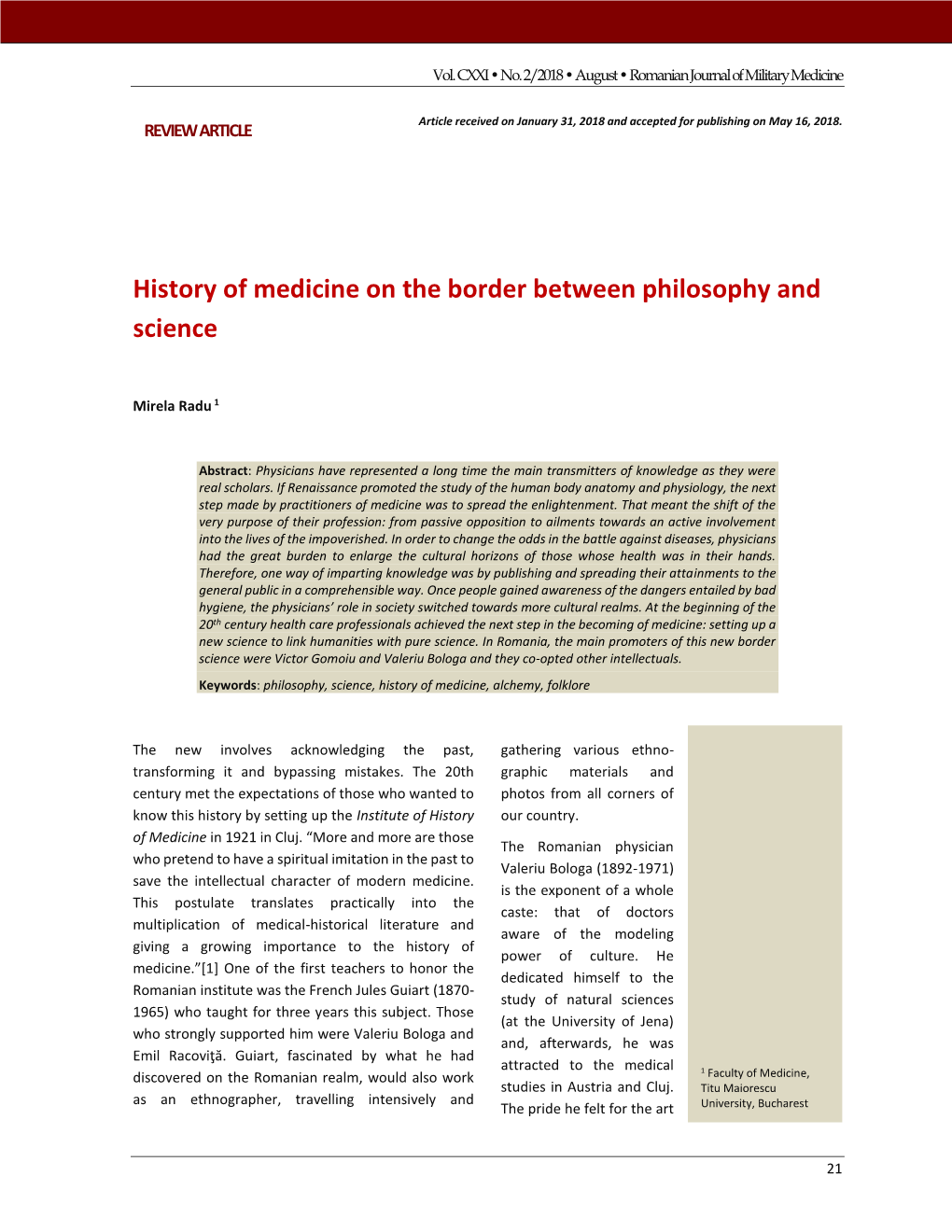 History of Medicine on the Border Between Philosophy and Science