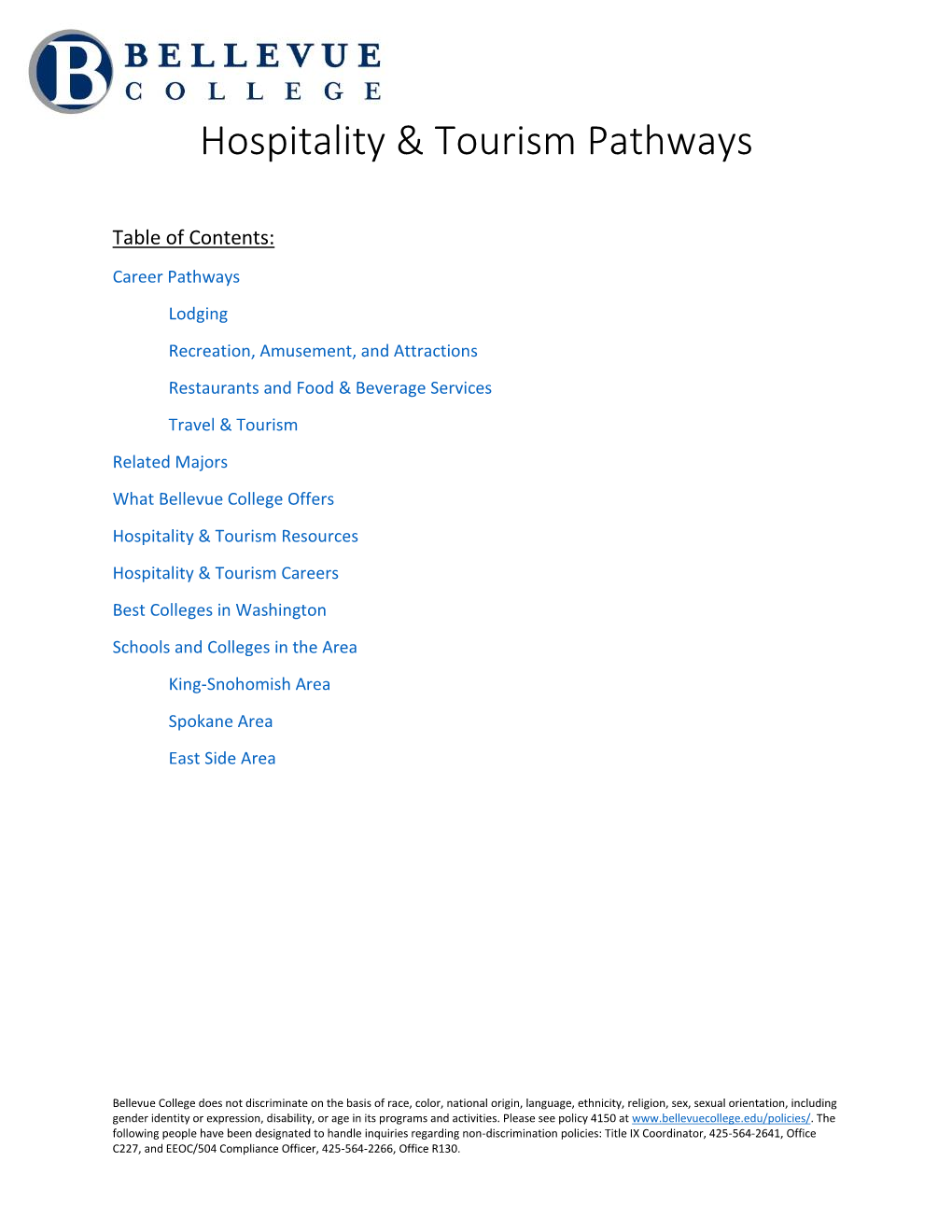 Hospitality & Tourism Pathways