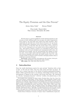 The Equity Premium and the One Percent∗
