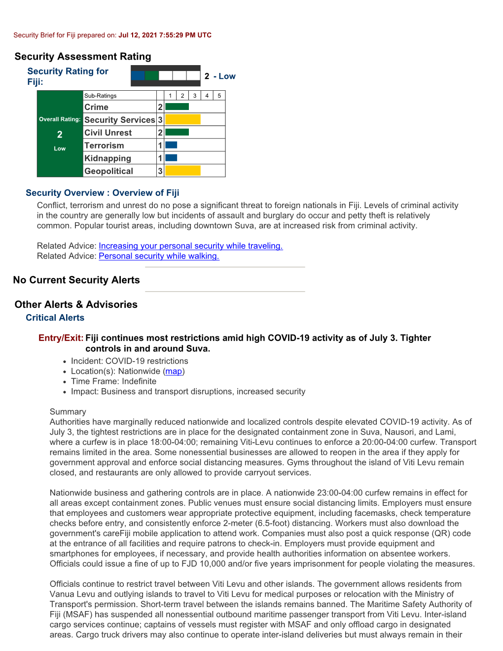 Security Brief for Fiji Prepared On: Jul 12, 2021 7:55:29 PM UTC