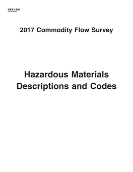 Hazardous Materials Descriptions and Codes