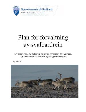 Plan for Forvaltning Av Svalbardrein