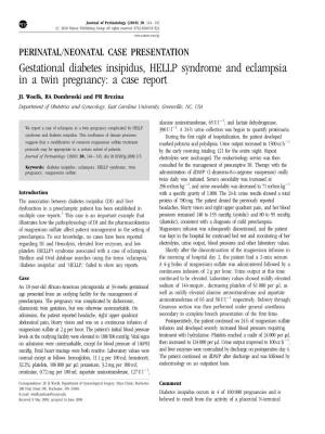 Gestational Diabetes Insipidus, HELLP Syndrome and Eclampsia in a Twin Pregnancy: a Case Report