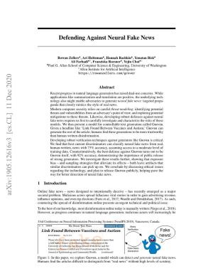 Defending Against Neural Fake News