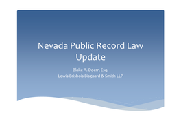 Nevada Public Record Law Update