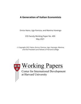 A Generation of Italian Economists