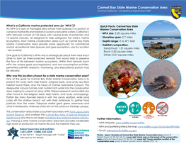 Carmel Bay State Marine Conservation Area Central California - Established September 2007