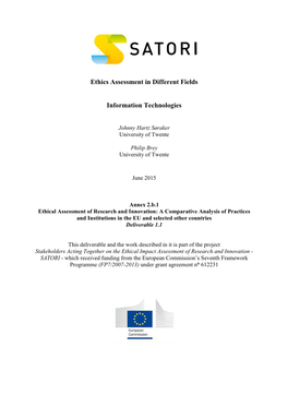Ethics Assessment in Different Fields Information Technologies