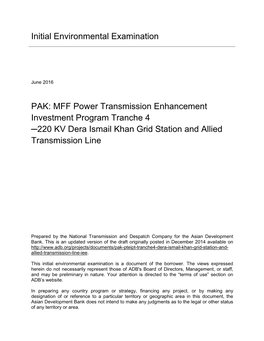 MFF Power Transmission Enhancement Investment Program Tranche 4 ─220 KV Dera Ismail Khan Grid Station and Allied Transmission Line