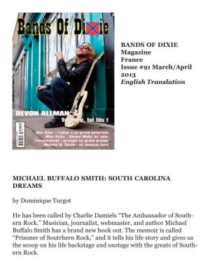BANDS of DIXIE Magazine France Issue #91 March/April 2013 English Translation MICHAEL BUFFALO SMITH: SOUTH CAROLINA DREAMS by Do
