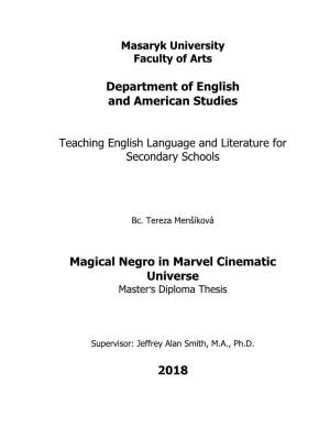 Magical Negro in Marvel Cinematic Universe Master’S Diploma Thesis