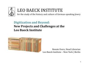 LEO BAECK INSTITUTE for the Study of the History and Culture of German-Speaking Jewry