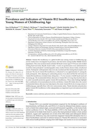 Prevalence and Indicators of Vitamin B12 Insufficiency Among Young