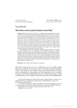 The Scales As the Symbol of Justice in the Iliad
