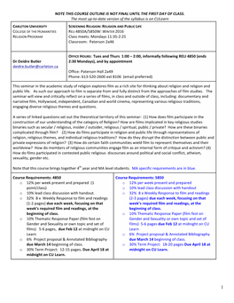 4850A 5850 W Religion and Film 2016 Course Outline Dec 20