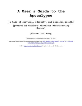 A User's Guide to the Apocalypse