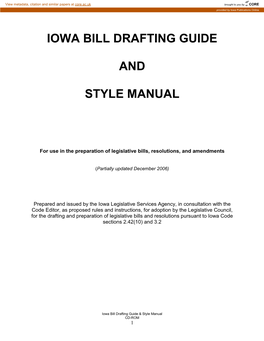 Iowa Bill Drafting Guide & Style Manual