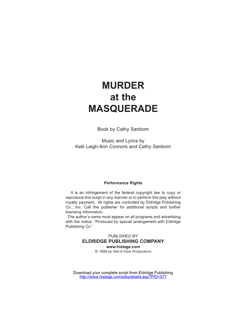 MURDER at the MASQUERADE