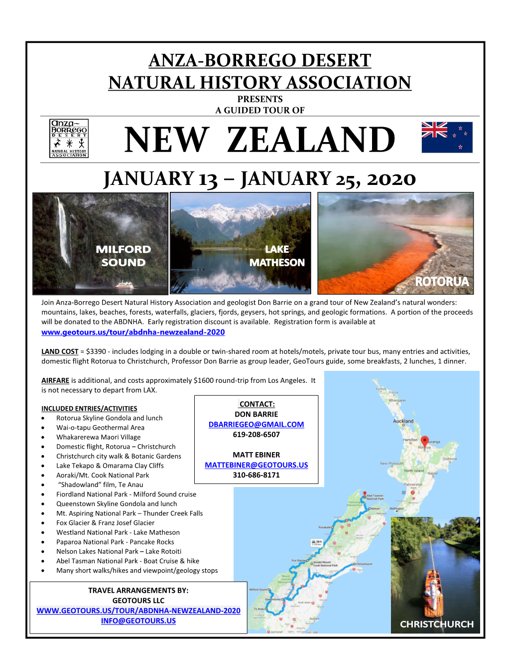 New Zealand January 13 – January 25, 2020
