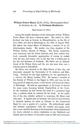 Viii Proceedings of Royal Society of Edinburgh. William Forbes Skene
