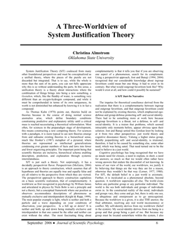 A Three-Worldview of System Justification Theory