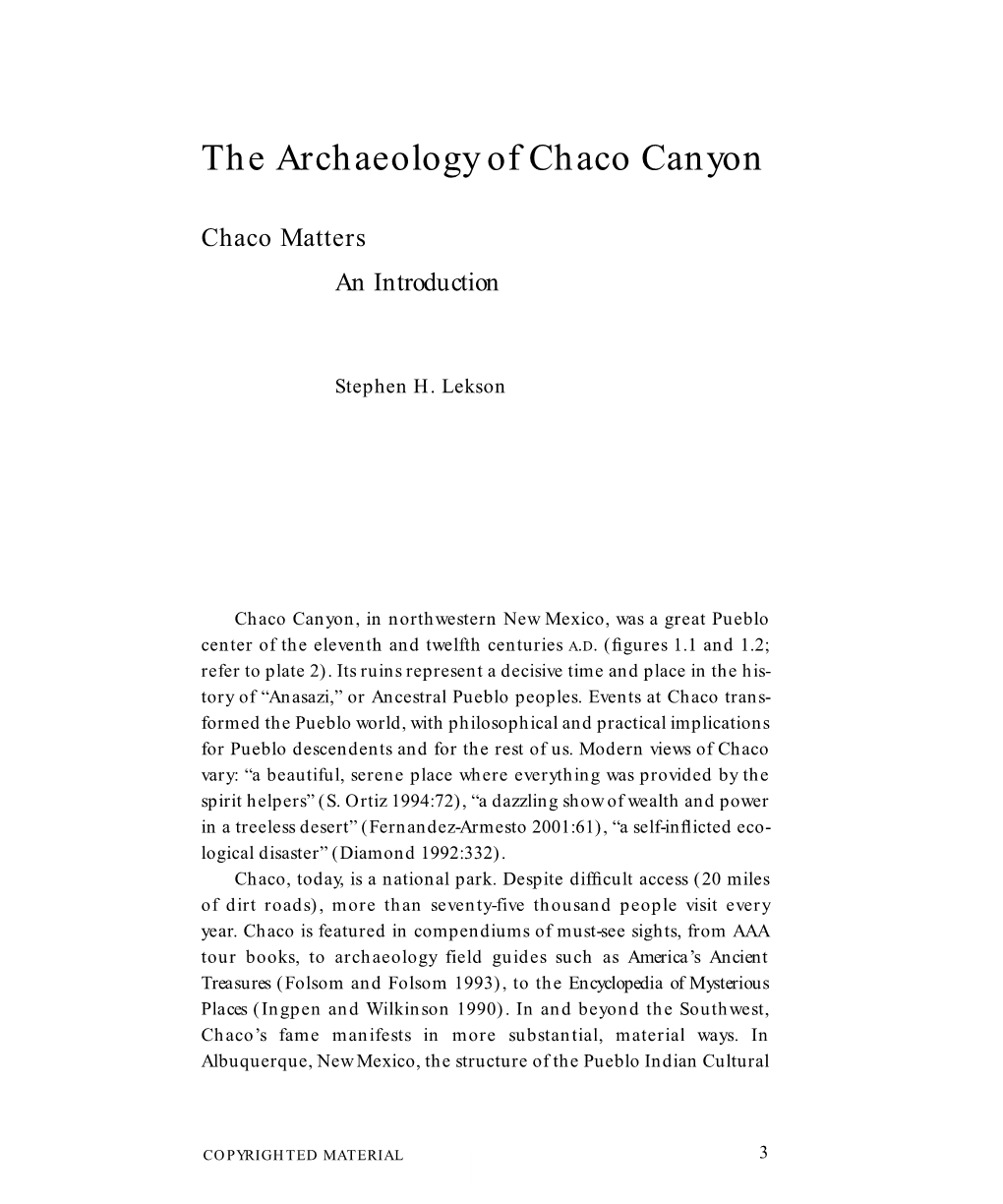 The Archaeology of Chaco Canyon