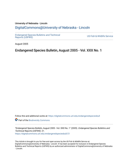 Endangered Species Bulletin, August 2005 - Vol