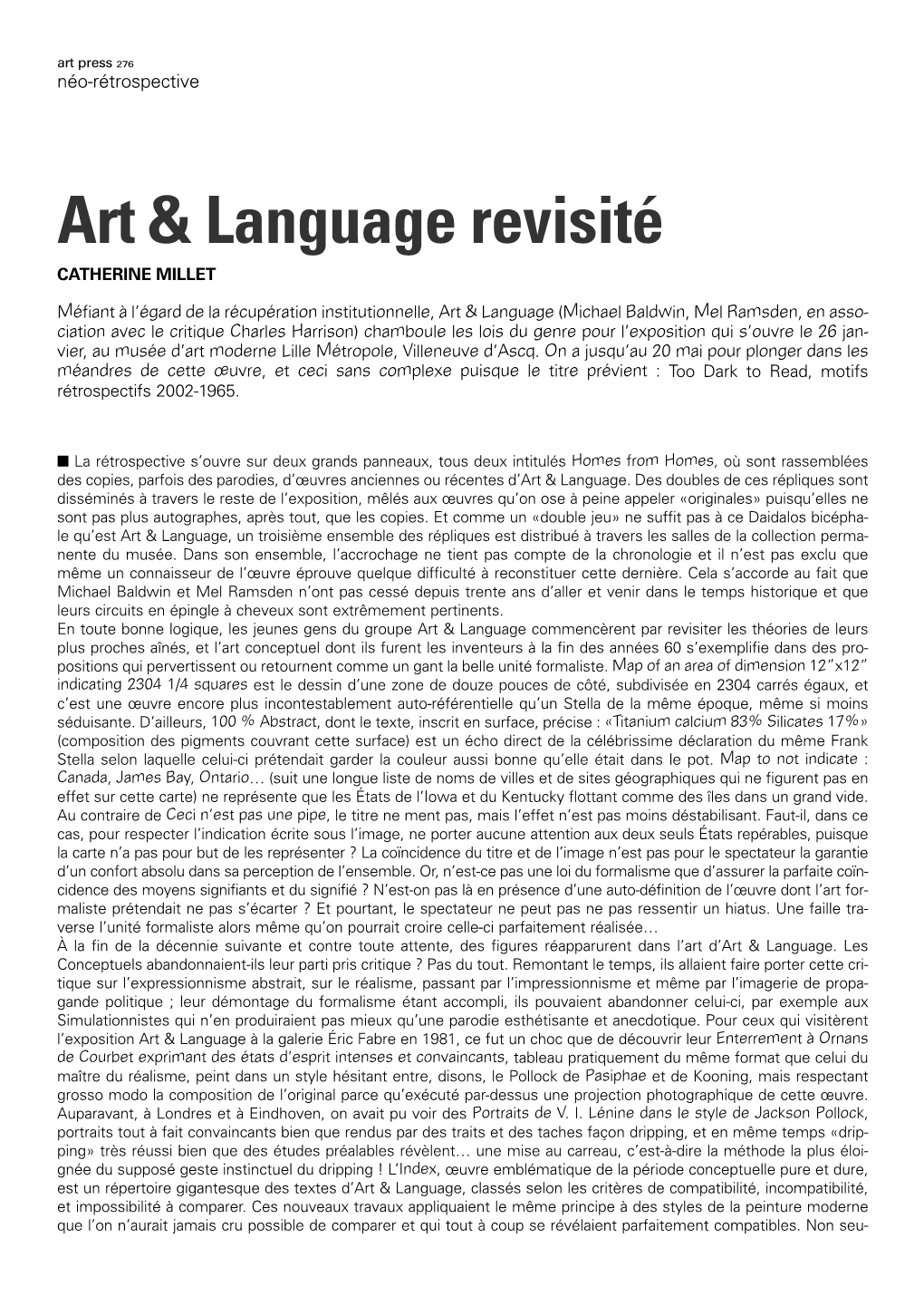 Art & Language Revisité