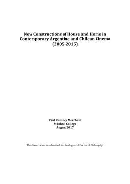 New Constructions of House and Home in Contemporary Argentine and Chilean Cinema (2005-2015)