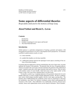 Some Aspects of Differential Theories Respectfully Dedicated to the Memory of Serge Lang