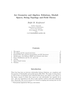 Arc Geometry and Algebra: Foliations, Moduli Spaces, String Topology and Field Theory