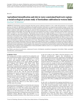 Agricultural Intensification and Risk in Water-Constrained Hard-Rock Regions: a Social-Ecological Systems Study of Horticulture Cultivation in Western India