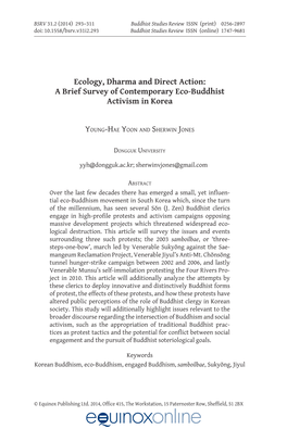 Ecology, Dharma and Direct Action: a Brief Survey of Contemporary Eco-Buddhist Activism in Korea