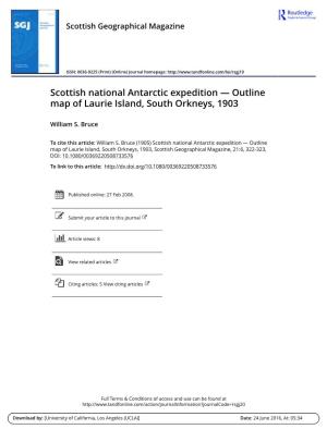 Scottish National Antarctic Expedition — Outline Map of Laurie Island, South Orkneys, 1903