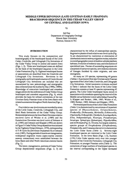 Middle-Upper Devonian (Late Givetian-Early Frasnian) Brachiopod Sequence in the Cedar Valley Group of Central and Eastern Iowa