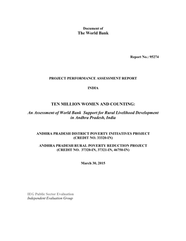 An Assessment of World Bank Support for Rural Livelihood Development in Andhra Pradesh, India