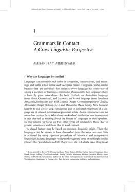 1 Grammars in Contact a Cross-Linguistic Perspective