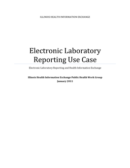 Electronic Laboratory Reporting Use Case January 2011