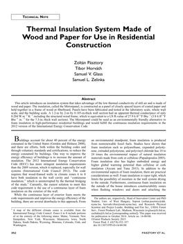 Thermal Insulation System Made of Wood and Paper for Use in Residential Construction