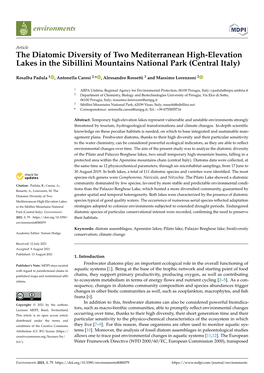 The Diatomic Diversity of Two Mediterranean High-Elevation Lakes in the Sibillini Mountains National Park (Central Italy)