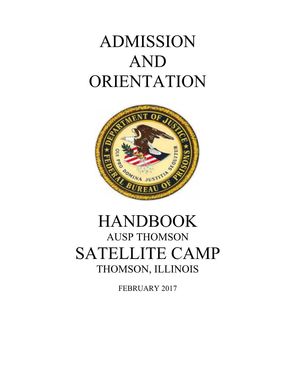 AUSP Thomson Camp Admissions & Orientation Handbook