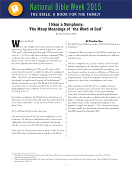 I Hear a Symphony: the Many Meanings of “The Word of God” by Scott Hahn, Phd