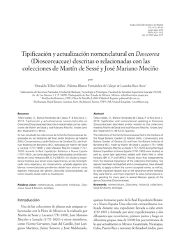 Dioscoreaceae) Descritas O Relacionadas Con Las Colecciones De Martín De Sessé Y José Mariano Mociño